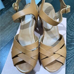 Sezane Camel Platform Sandals